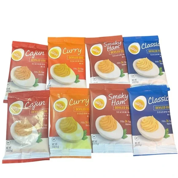 2 Negg Boiled Egg Peeler  Fast Easy Shell Remover Blue 8 Seasoning Recipes New - Picture 2 of 5